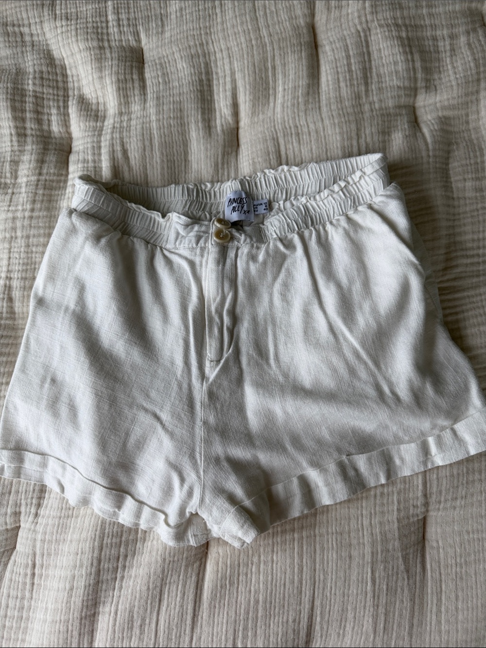 Princess Polly white linen shorts